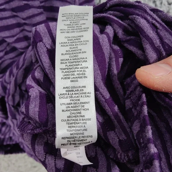 Chicos Womens 3 XL Purple Abstract Striped 3/4 Sleeve Shirt Top Resort Vacation - Picture 15 of 16